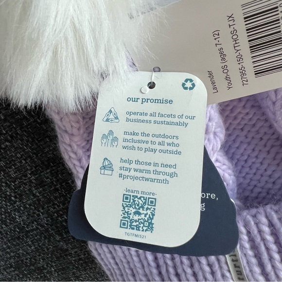 NWT Youth Turtle Fur Lavender Pom Pom Beanie - Picture 6 of 10